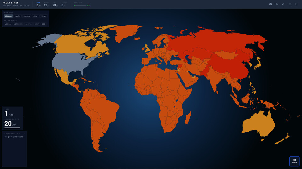Fault Lines: Geopolitik-Strategiespiel veröffentlicht