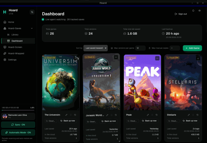 Hoard: Spielstand-Backup-Tool in Version 1.2.0 veröffentlicht