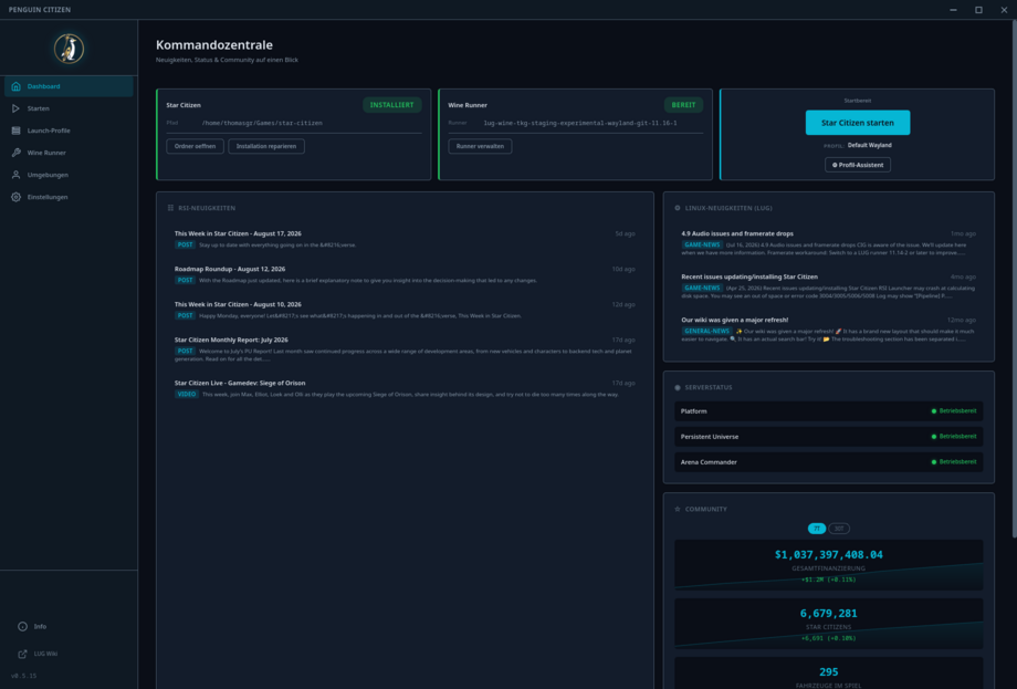 Featured image of post Penguin Citizen: Star Citizen Verwaltungs-Tool in Version 0.5.15-1 veröffentlicht