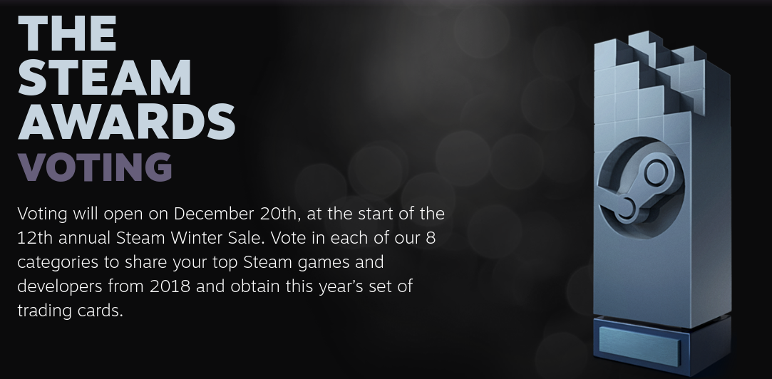 Steam Winter Sale 2018 and Steam Awards voting starts tomorrow (20.12.2018)