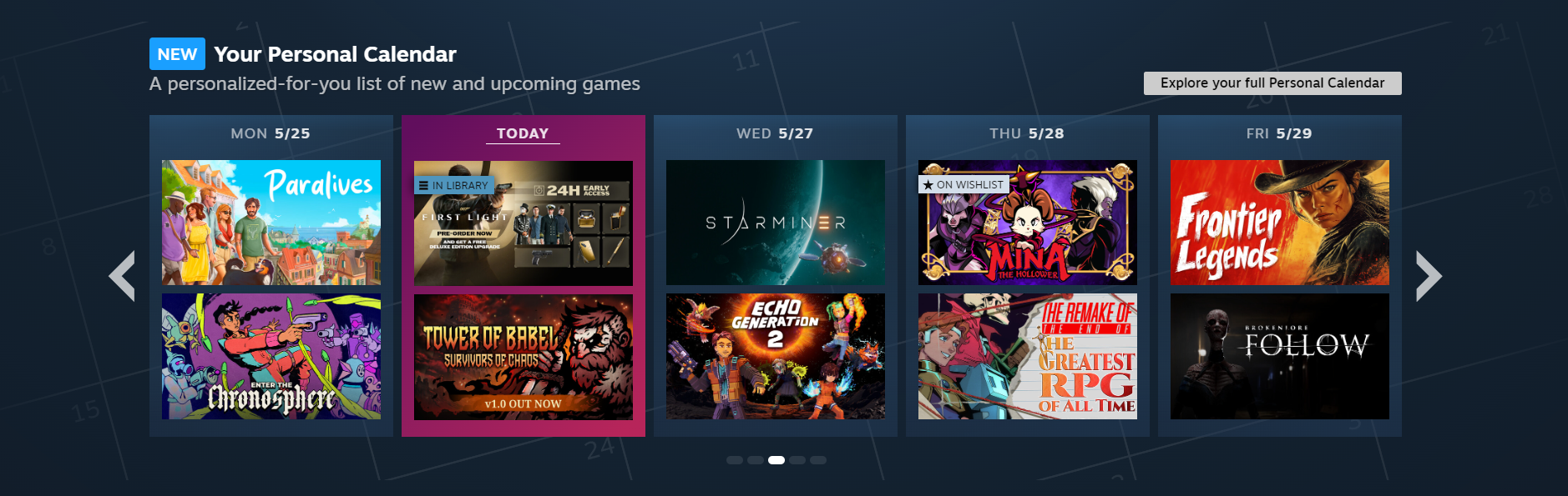 Steam Store - Personalisierter Kalender