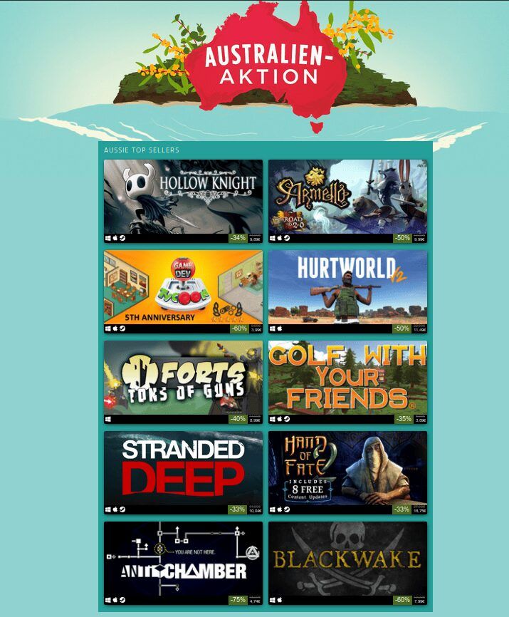 Steam: Australien Sale gestartet