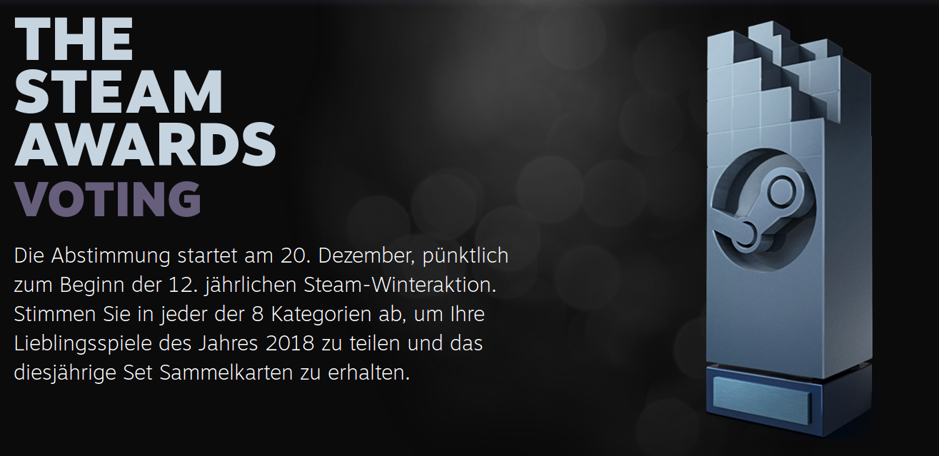 Steam Winter Sale 2018 sowie Abstimmung der Steam Awards starten morgen (20.12.2018)