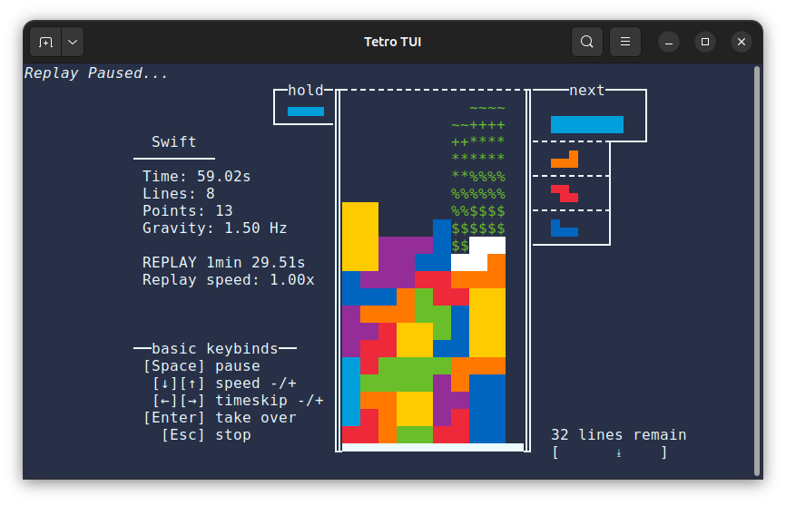 Featured image of post tetro-tui: Tetromino-Spiel fürs Terminal in Version 3.6.2 veröffentlicht