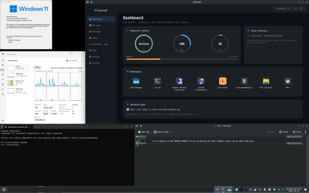WinPodX: Windows-Apps als native Linux-Fenster in Version v0.10.4 veröffentlicht