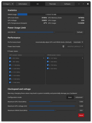 Linux GPU Control Application LACT Screenshot